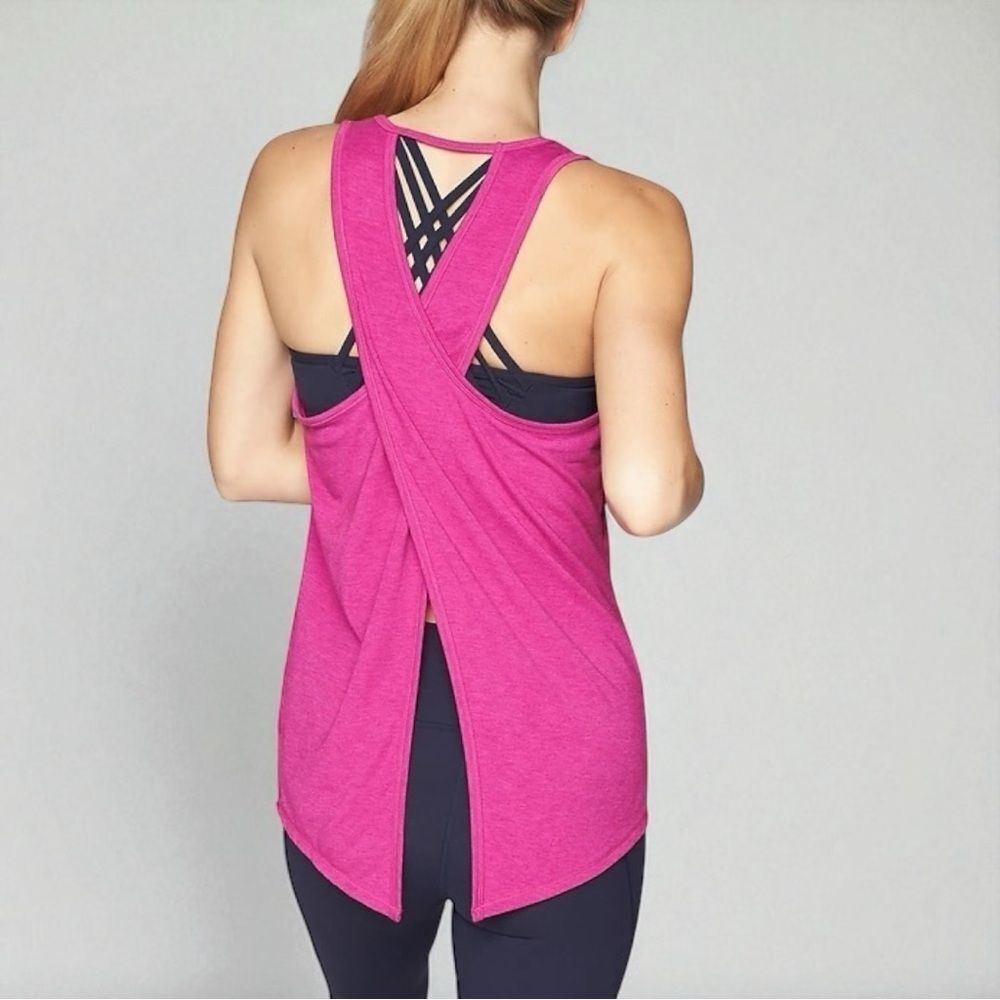 🥳 3/$26 Athleta Essence Tie Back Tank Top Pink — Size XS